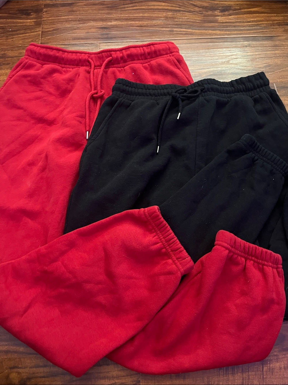 Forever 21 Red & Black Fleece Jogger Pants
